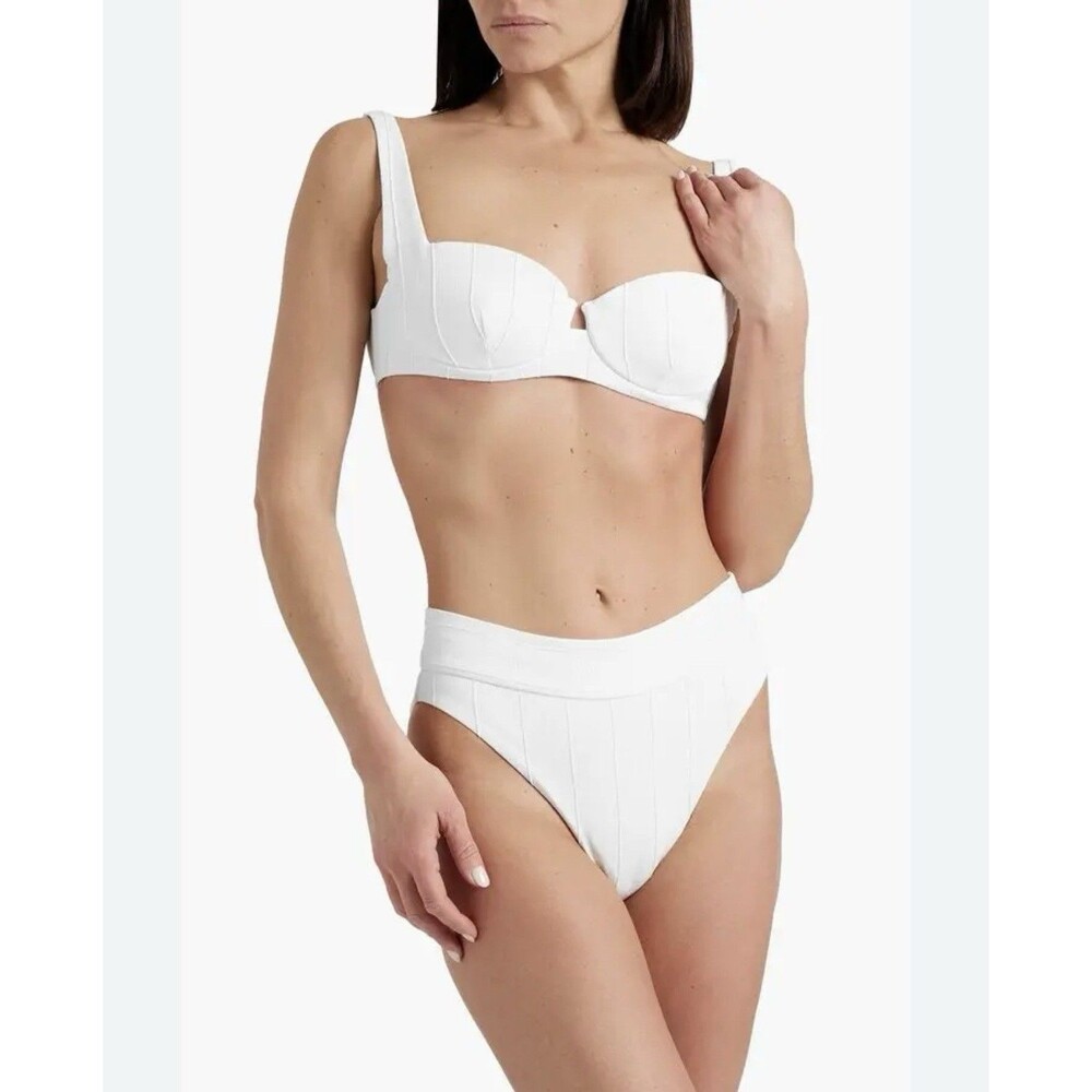 Onia Danica White Ribbed Padded Underwire Bikini Top Size Small NWT READ
